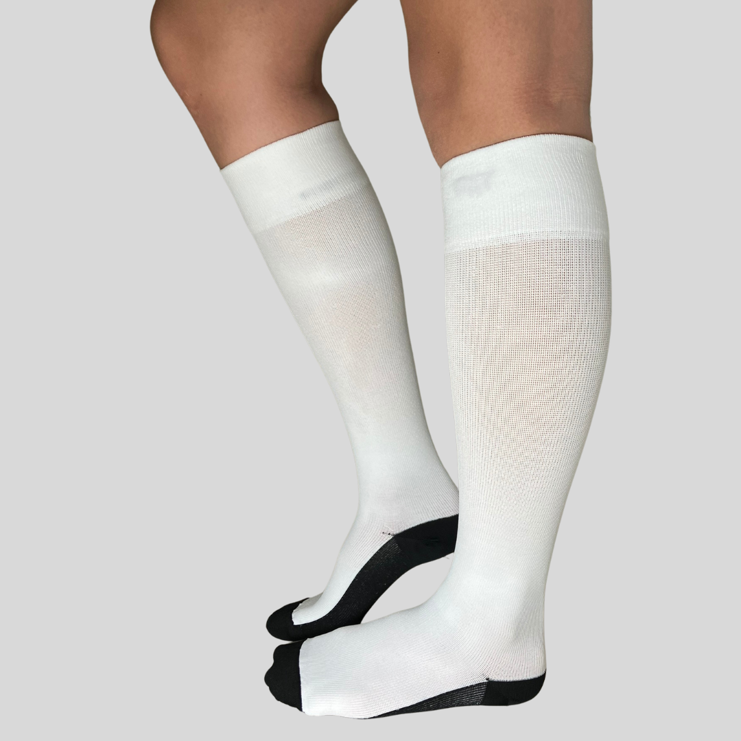 YoU® White & Black Sole Knee High Socks 20-30 mmHg