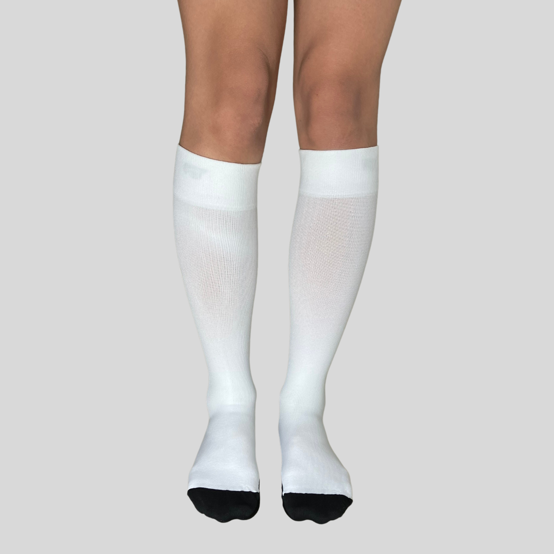 YoU® White & Black Sole Knee High Socks 20-30 mmHg