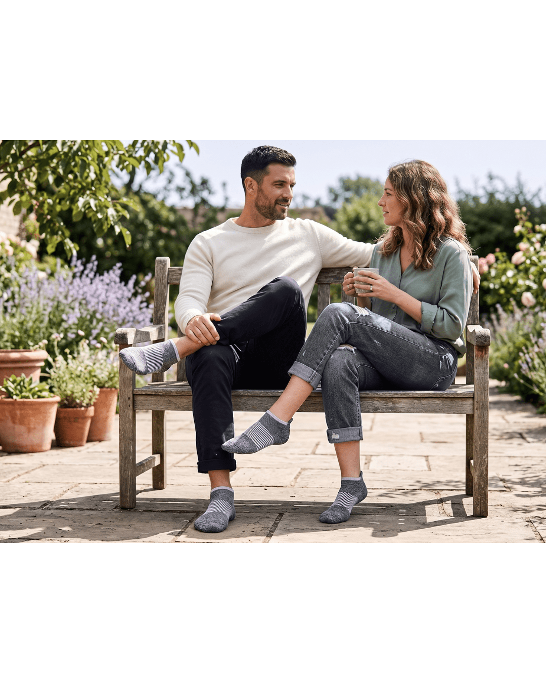 YoU Compression® Grey Marl & White Stripe Ankle Socks 20-30 mmHg - YoU Compression Wear