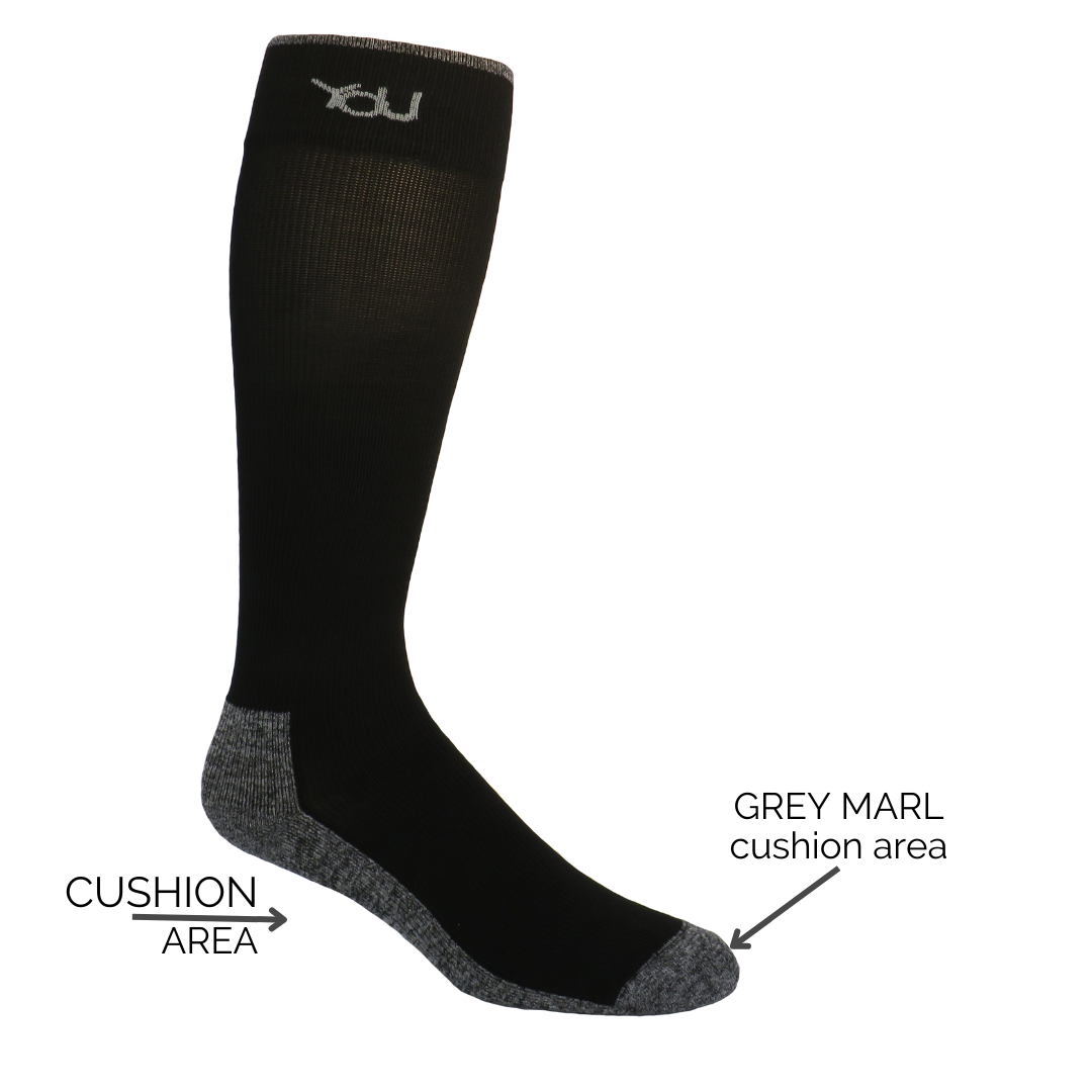 YoU Compression® Black & Grey Marl Knee High CUSHION 30-40 mmHg