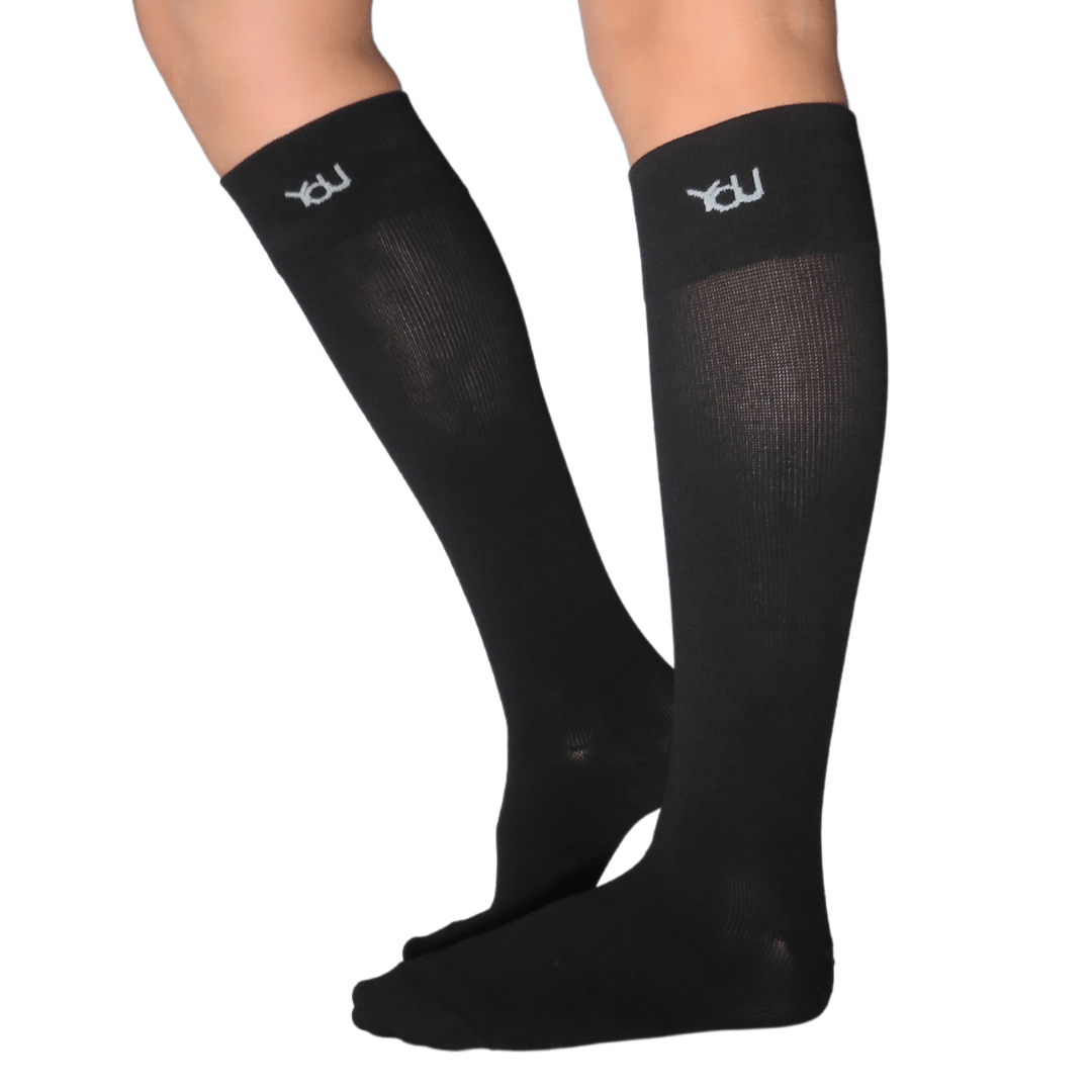 YoU® Black Knee High • Travel & Sport 15 - 20 mmHg Compression - YoU Compression Wear