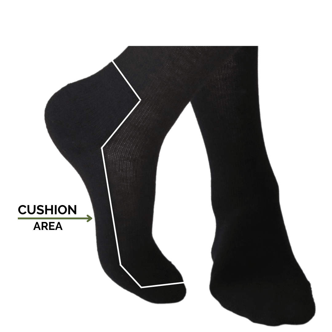 YoU Compression® Black Merino Wool 🐑 CUSHION Knee High 20 - 30 mmHg - YoU Compression Wear