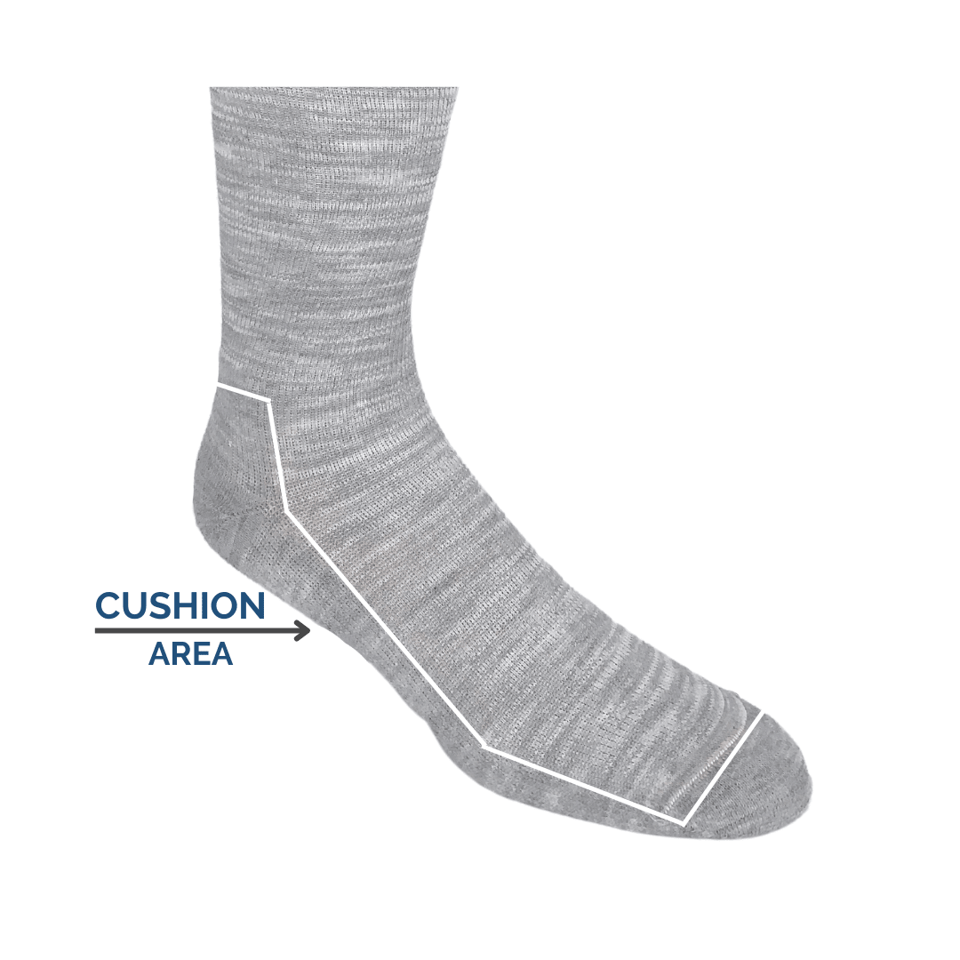YoU® Light Grey Merino Wool CUSHION Knee High • Travel & Sport 15 - 20 mmHg Compression - YoU Compression Wear