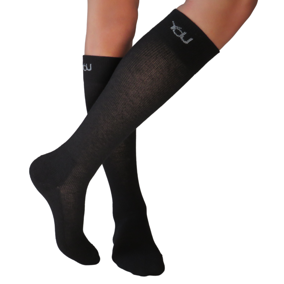 YoU Compression® Black Merino Wool 🐑 CUSHION Knee High 15- 20 mmHg ✈