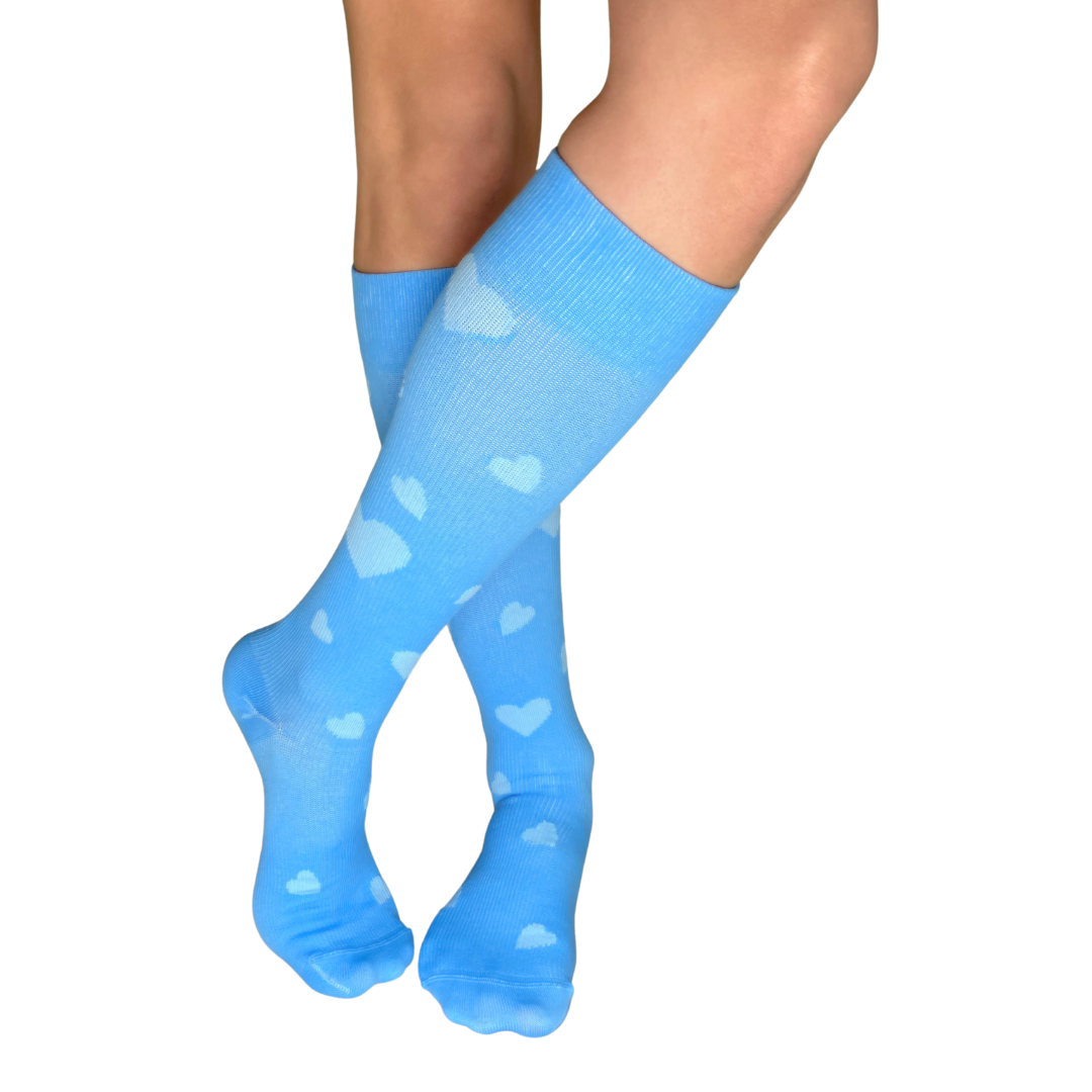 LIMITED EDITION 🩵 Blue Hearts LOVE YoU® • 20-30 mmHg Knee High