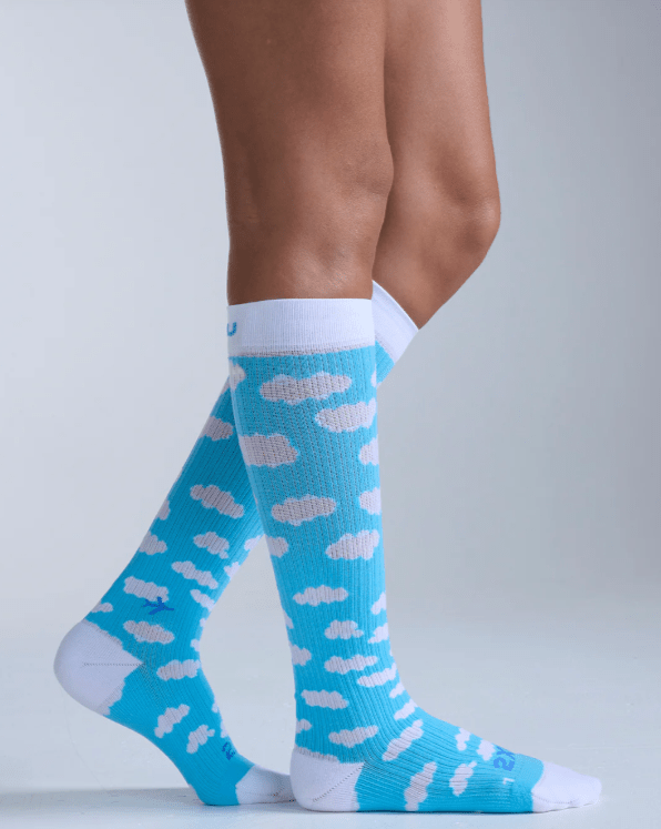 2XU Light Blue Flight Bamboo Compression Socks 20 - 30 mmHg - YoU Compression Wear