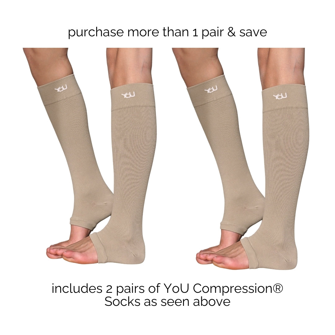 YoU Compression® Coffee Knee High Open Toe 20-30 mmHg