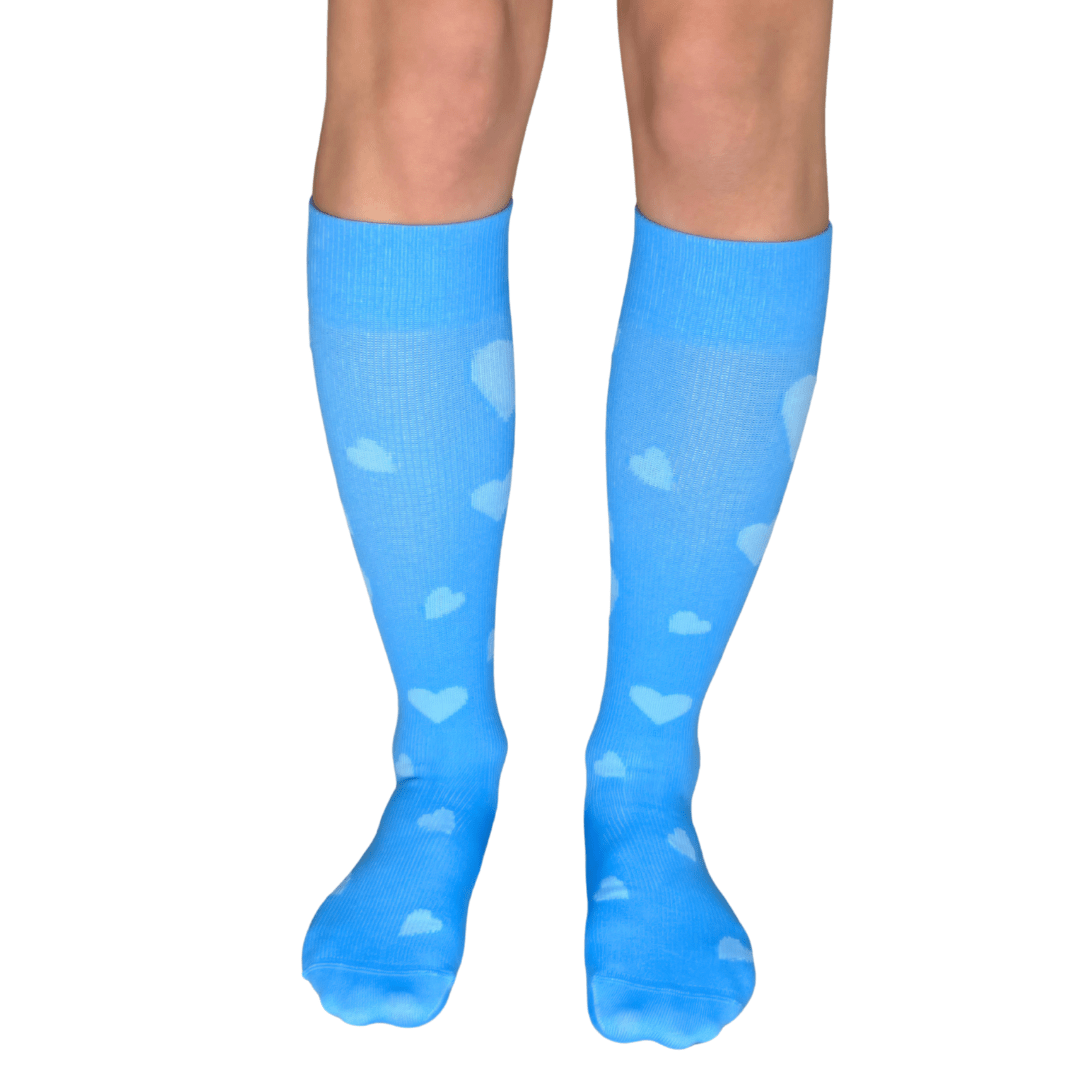 LIMITED EDITION 🩵 Blue Hearts LOVE YoU® • 20 - 30 mmHg Knee High - YoU Compression Wear