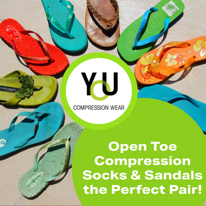 YoU Compression® Black Knee High Open Toe 30-40 mmHg