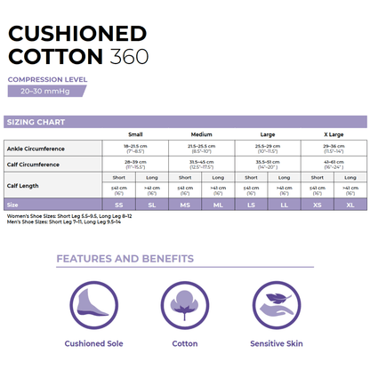 Sigvaris Cushioned Cotton 20 - 30 mmHg Knee High - YoU Compression Wear