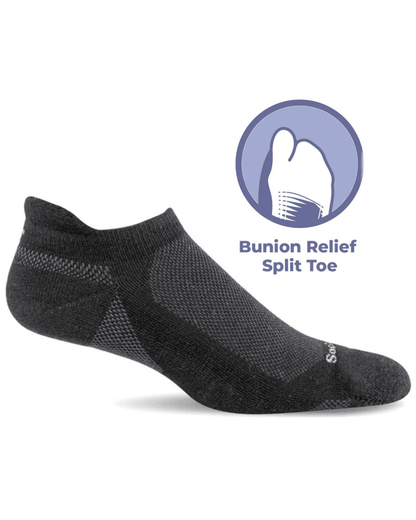 SockWell Bunion Relief Micro Socks in Black Grey - Non-Compression Split Toe