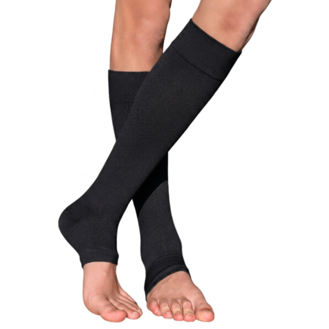 YoU® Black Knee High Open Toe • Travel &amp; Everyday 15-20 mmHg Compression - YoU Compression Wear