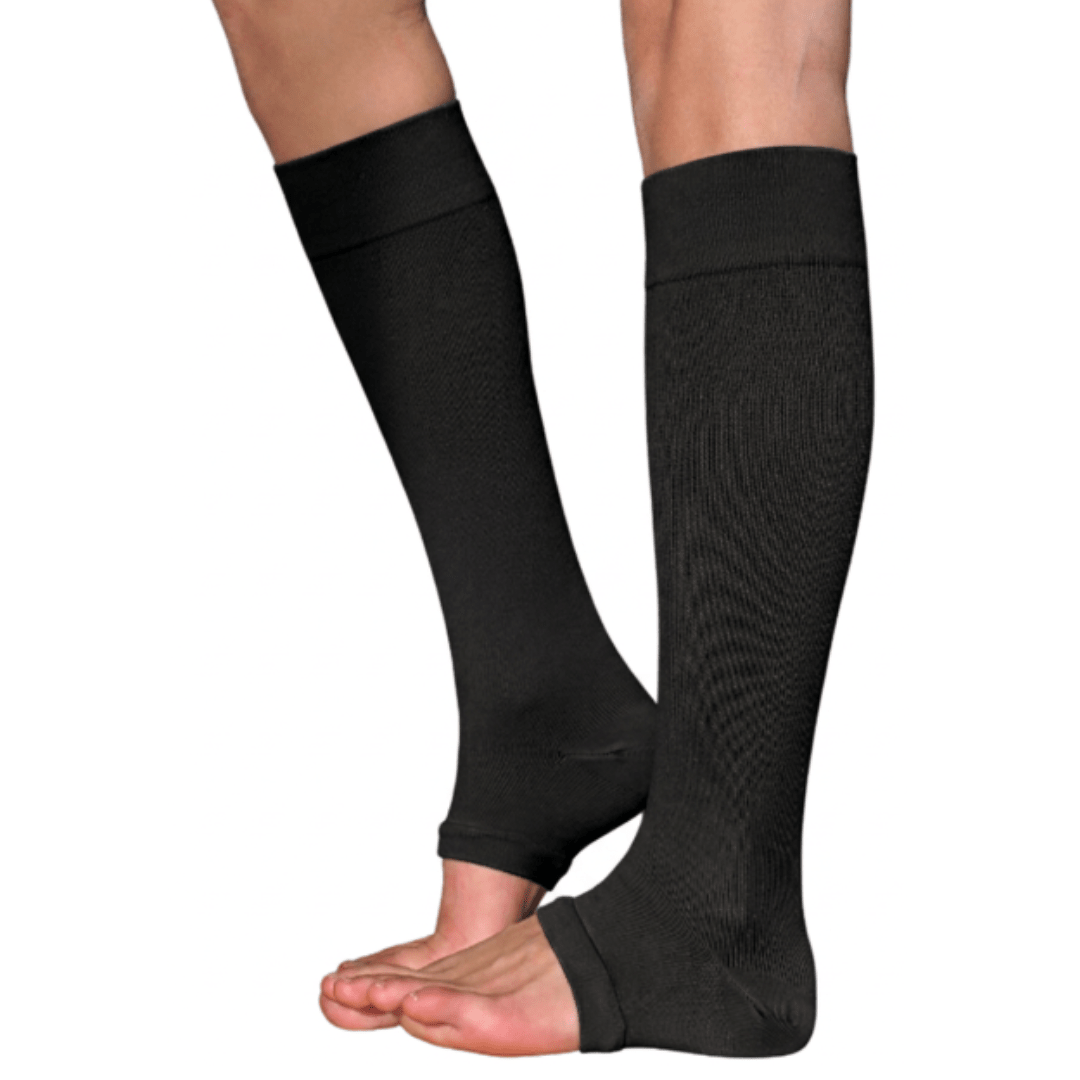 YoU® Black Knee High Open Toe • Travel &amp; Everyday 15-20 mmHg Compression - YoU Compression Wear