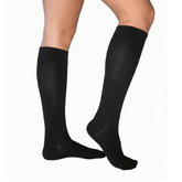 Right side view YoU Compression ® Black Knee High Socks, 15-20 mmHg mild support for flying and working.