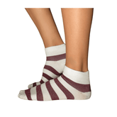 YoU Compression® Burgundy & Natural Bamboo Stripe | 20-30 mmHg Ankle Socks - YoU Compression Wear