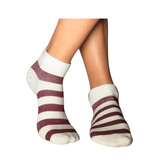 YoU Compression® Burgundy & Natural Bamboo Stripe | 20-30 mmHg Ankle Socks - YoU Compression Wear