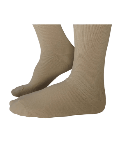 YoU Compression® Coffee Knee High Compression Socks 30-40 mmHg shown standing upright against a white background.
