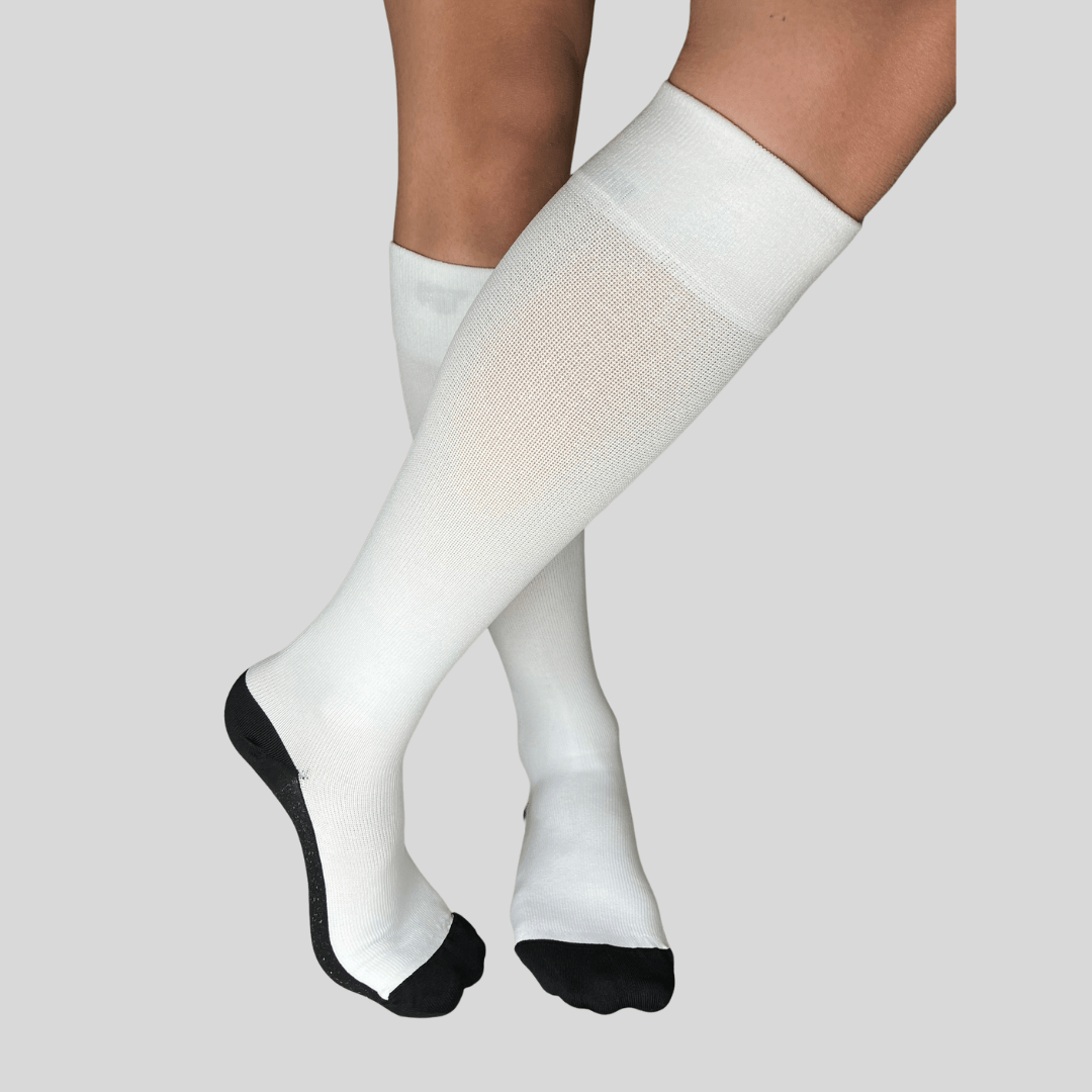 YoU® White &amp; Black Sole Knee High Socks 20 - 30 mmHg - YoU Compression Wear