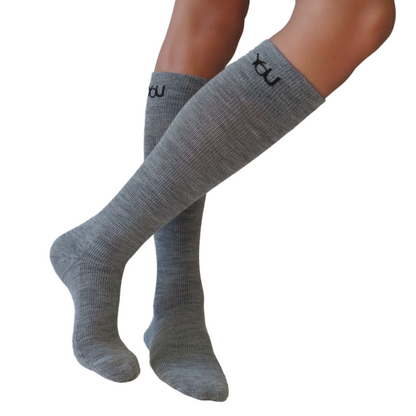 YoU Compression® Dark Grey Merino Wool 🐑 CUSHION Knee High 15-20 mmHg ✈