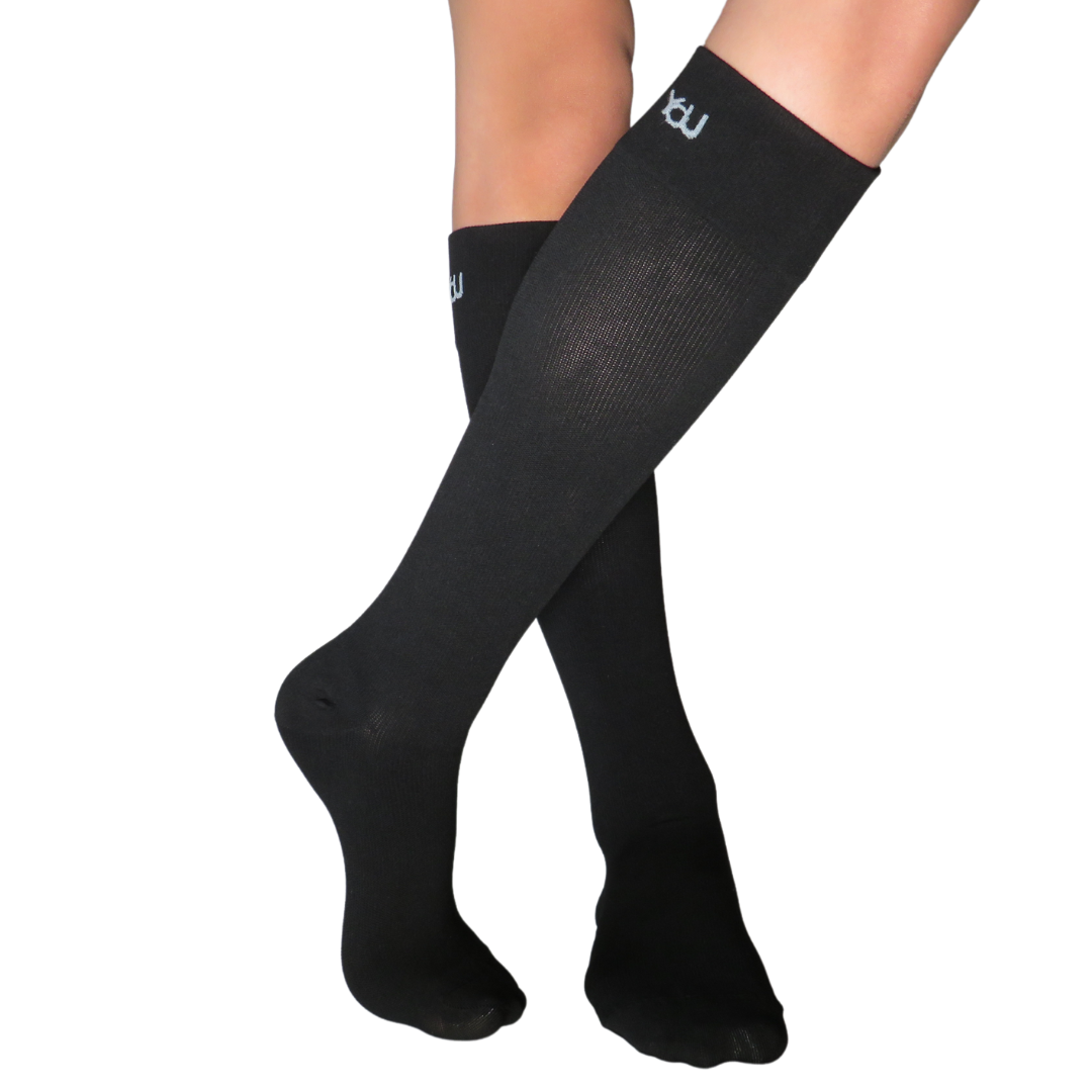 YoU Compression® Black Knee High 15-20 mmHg