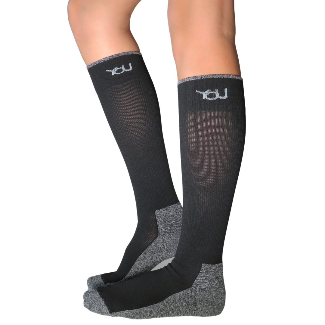 YoU Compression® Black &amp; Grey Marl Knee High CUSHION 20-30 mmHg