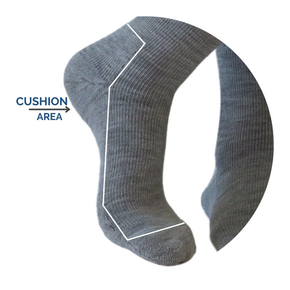YoU® Dark Grey Merino Wool CUSHION Knee High • Travel &amp; Sport 15-20 mmHg Compression