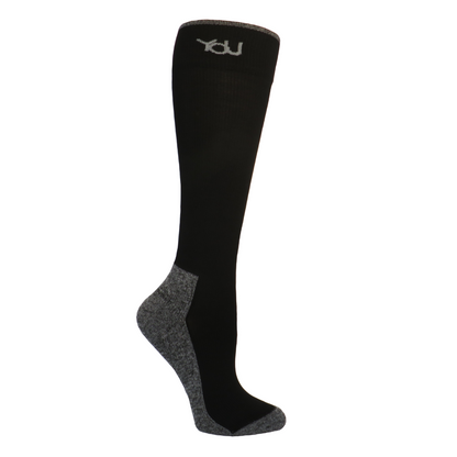 YoU Compression® Black &amp; Grey Marl Knee High CUSHION 20-30 mmHg