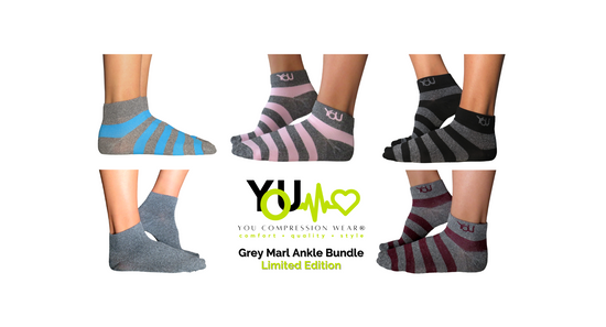 YoU® LIMITED EDITION • Grey Marl | 5 pairs Ankle | 20-30 mmHg