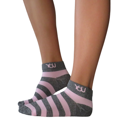 YoU Compression® Pink &amp; Grey Marl Ankle Socks 20-30 mmHg