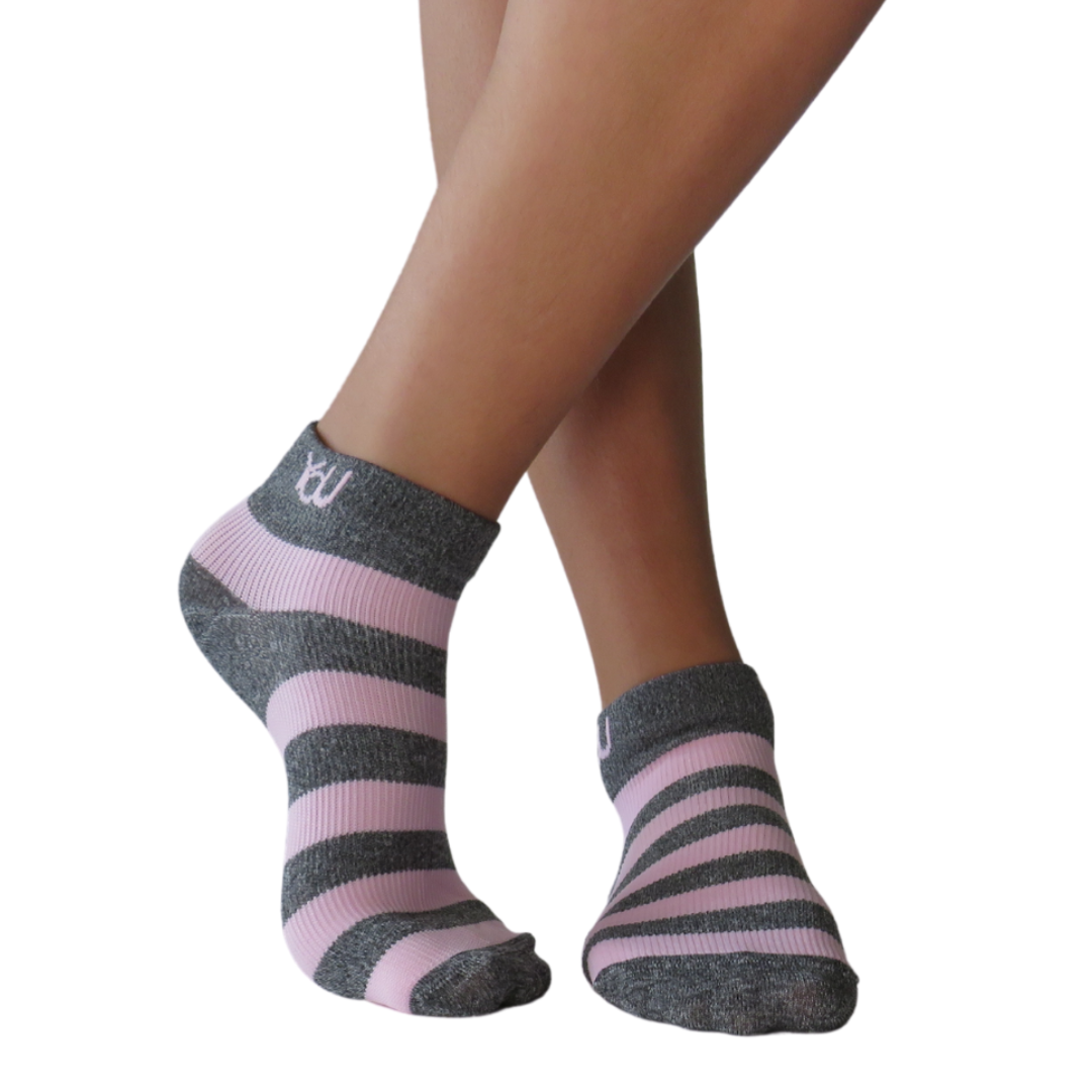 YoU Compression® Pink &amp; Grey Marl Ankle Socks 20-30 mmHg