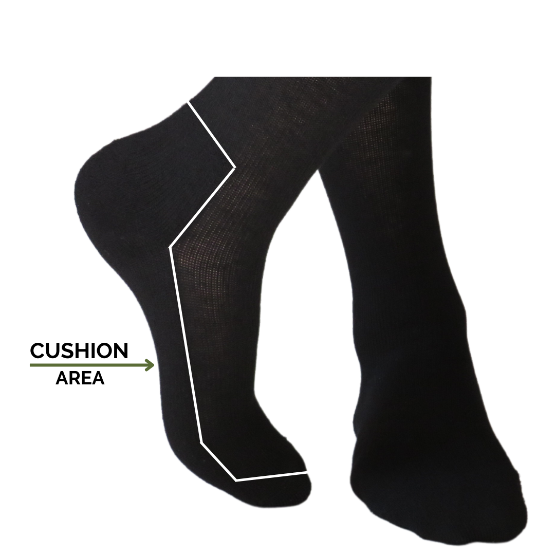 YoU Compression® Black Merino Wool 🐑 CUSHION Knee High 20-30 mmHg