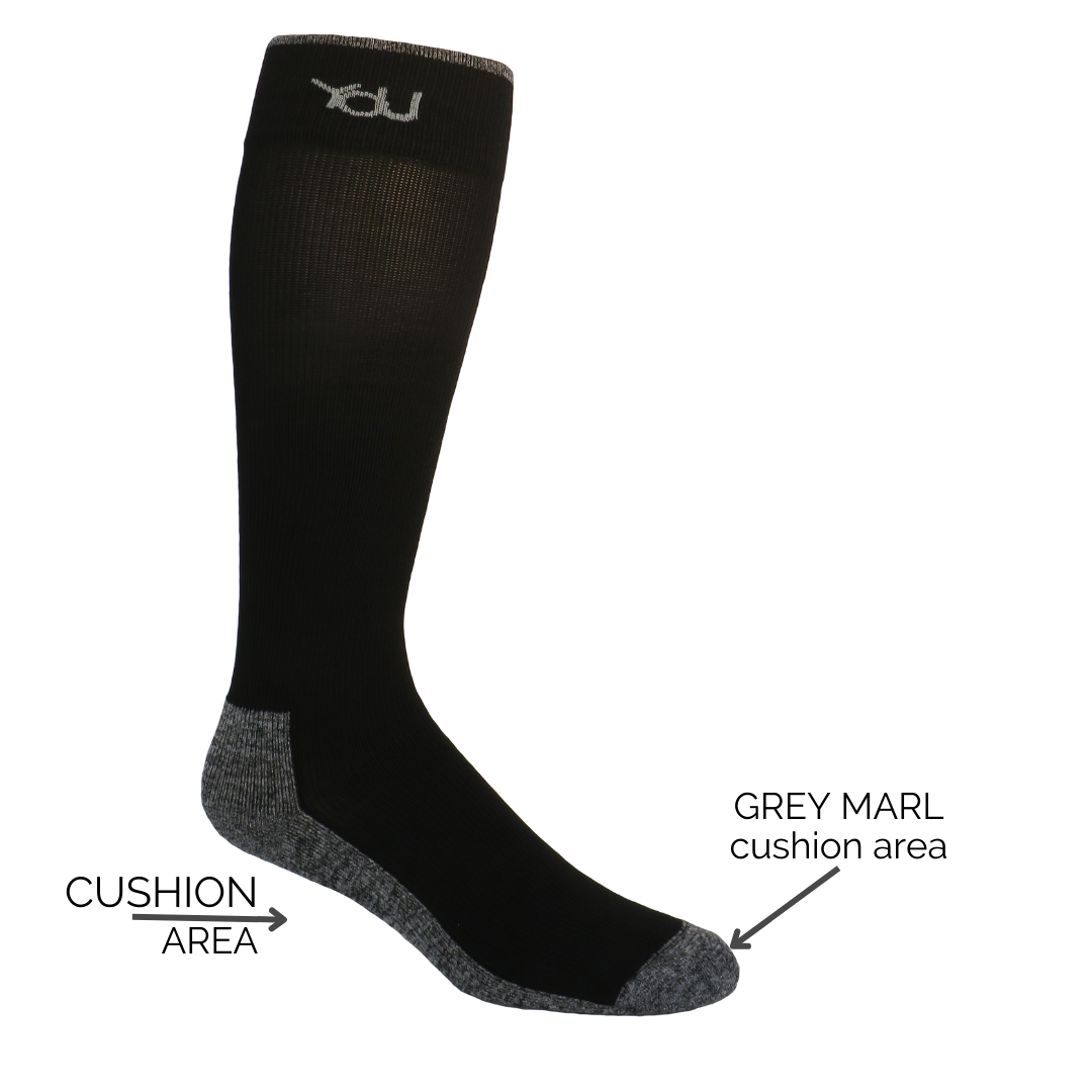 YoU Compression® Black &amp; Grey Marl Knee High CUSHION 20-30 mmHg