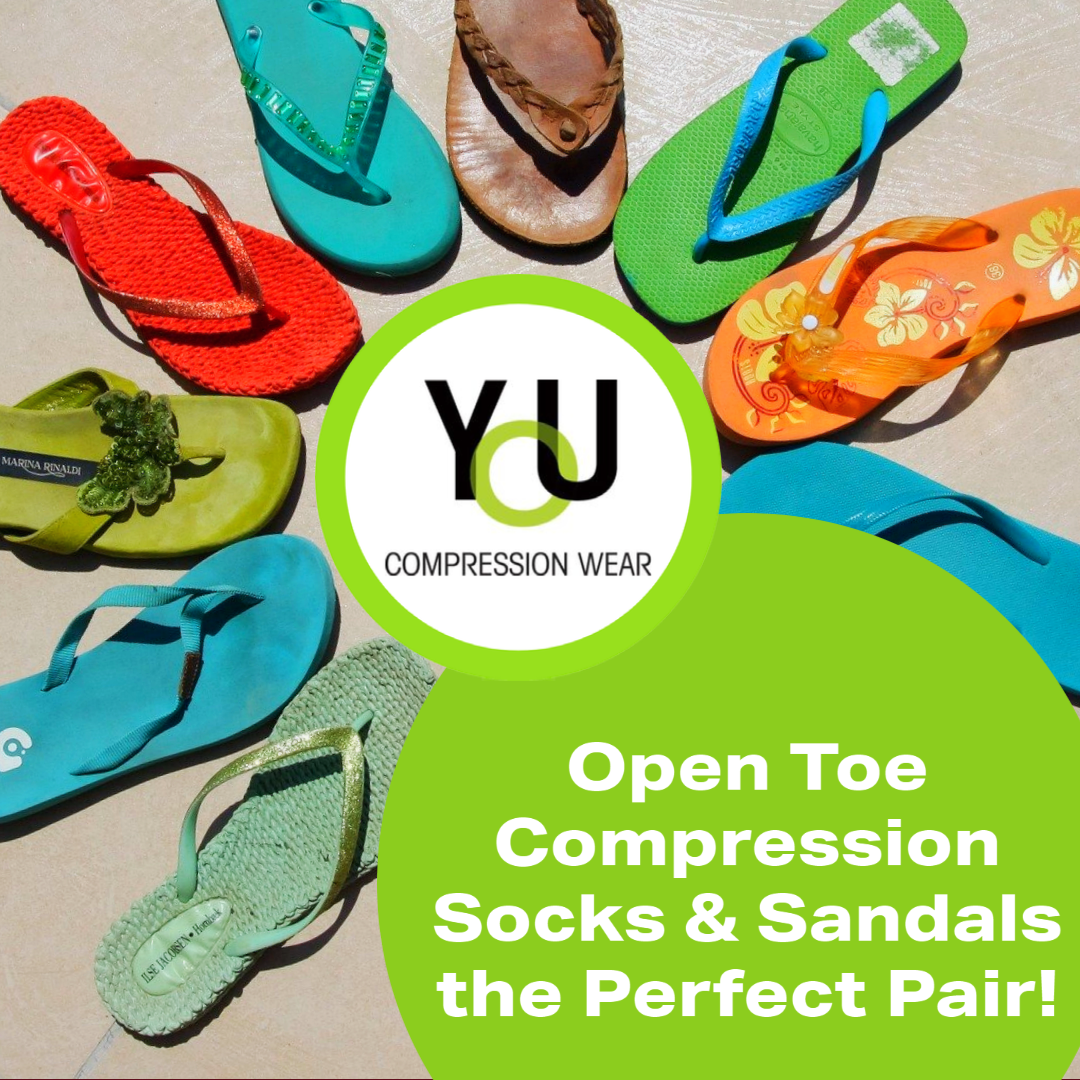 YoU Compression® Black Knee High Open Toe 20-30 mmHg