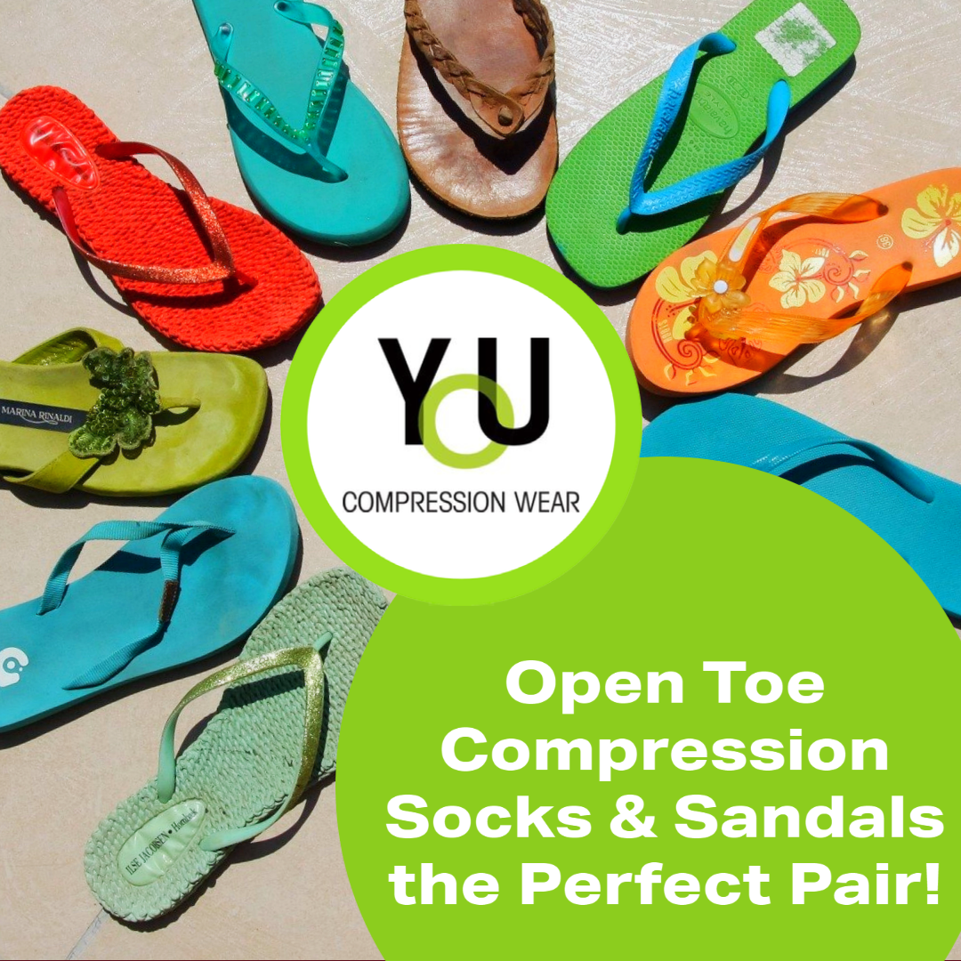 YoU® Black Knee High Open Toe • Travel &amp; Sport 15-20 mmHg Compression