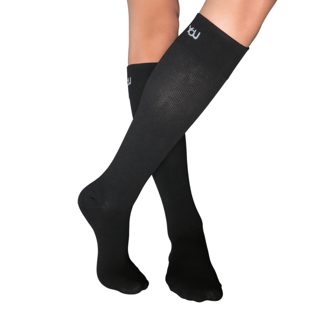 YoU® Black Knee High • Travel &amp; Sport 15 - 20 mmHg Compression - YoU Compression Wear
