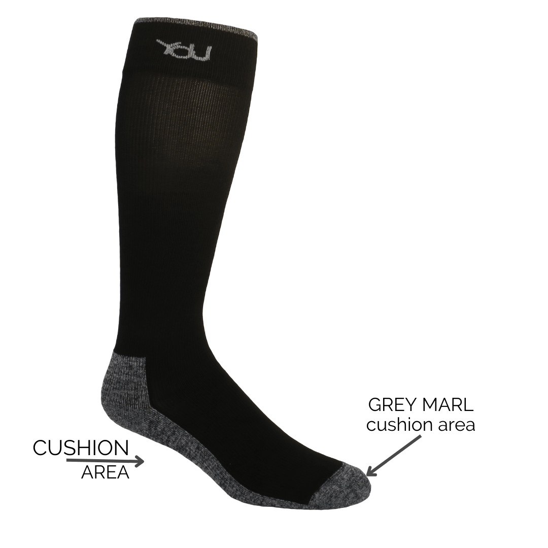 YoU Compression® Black &amp; Grey Marl Knee High CUSHION 30 - 40 mmHg - YoU Compression Wear