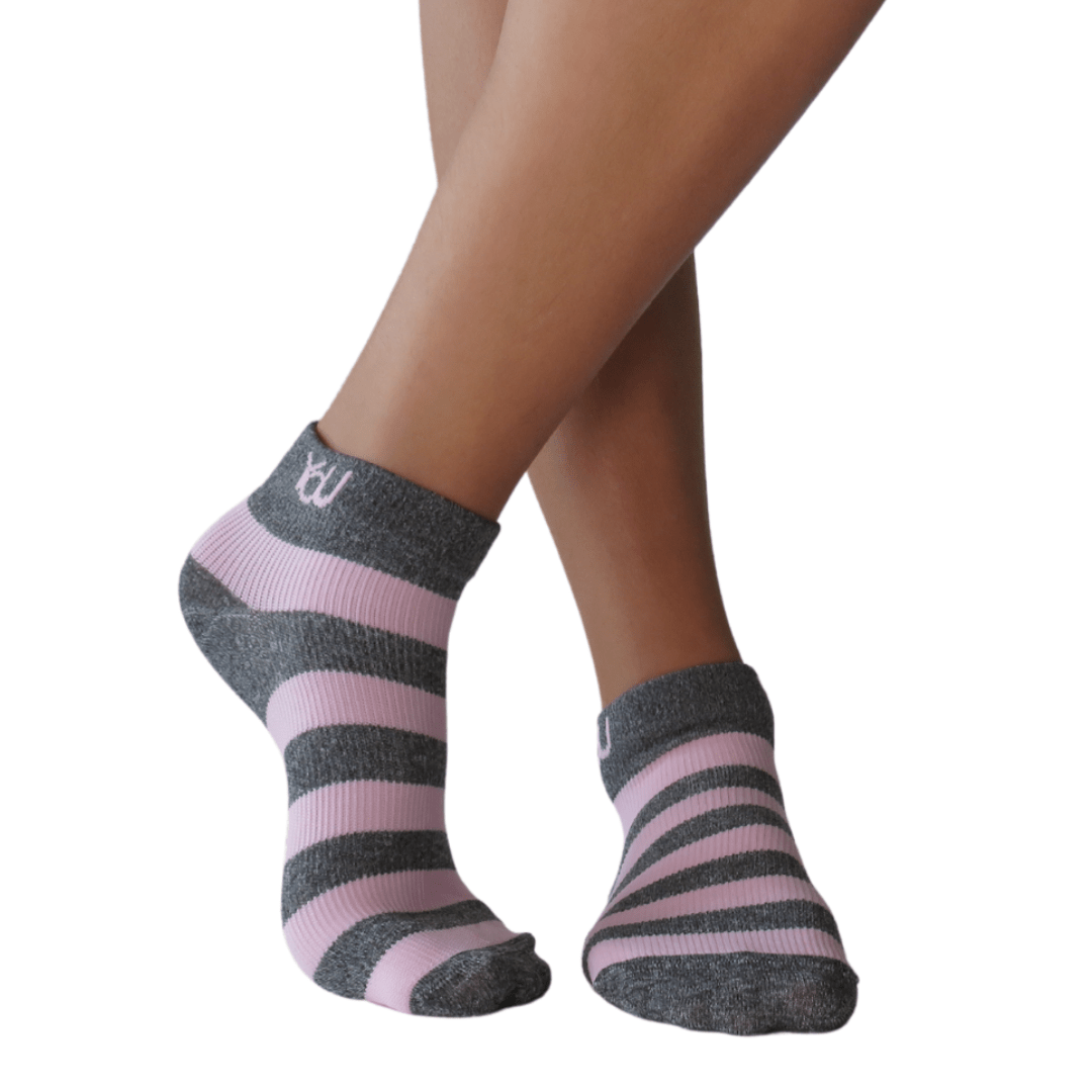 YoU Compression® Pink &amp; Grey Marl • 20 - 30 mmHg Ankle Socks - YoU Compression Wear