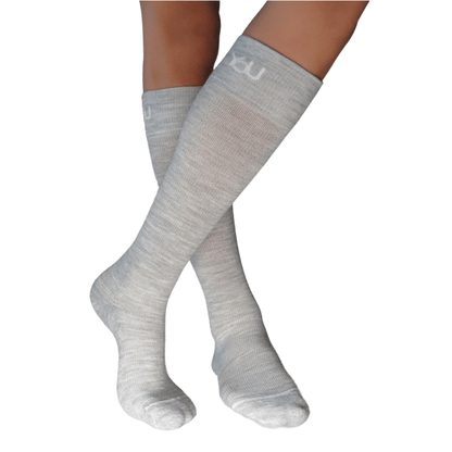 YoU® Light Grey Merino Wool CUSHION Knee High • Travel &amp; Sport 15 - 20 mmHg Compression - YoU Compression Wear