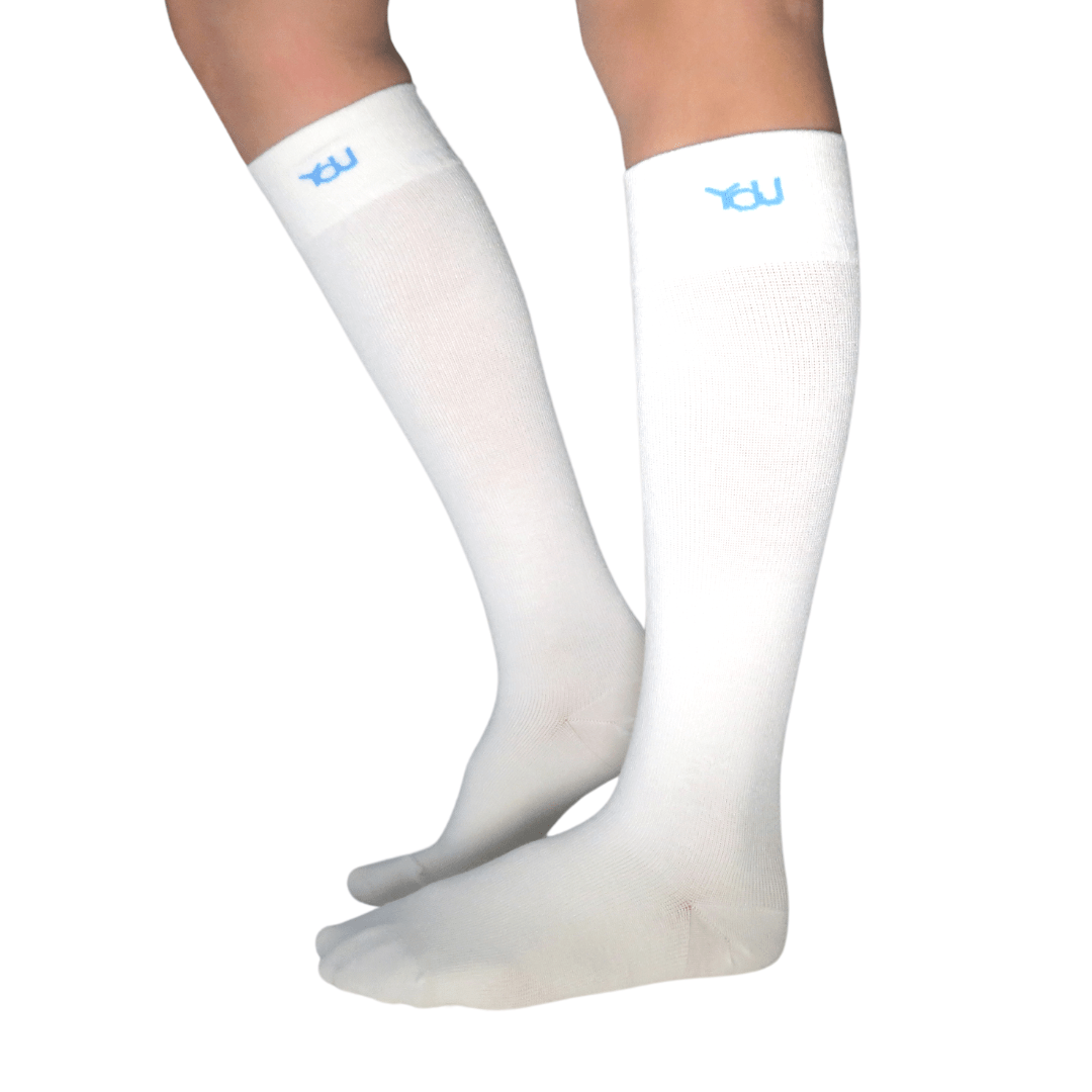 YoU® • Off White Bamboo Knee High • Travel &amp; Sport 15 - 20 mmHg Compression - YoU Compression Wear