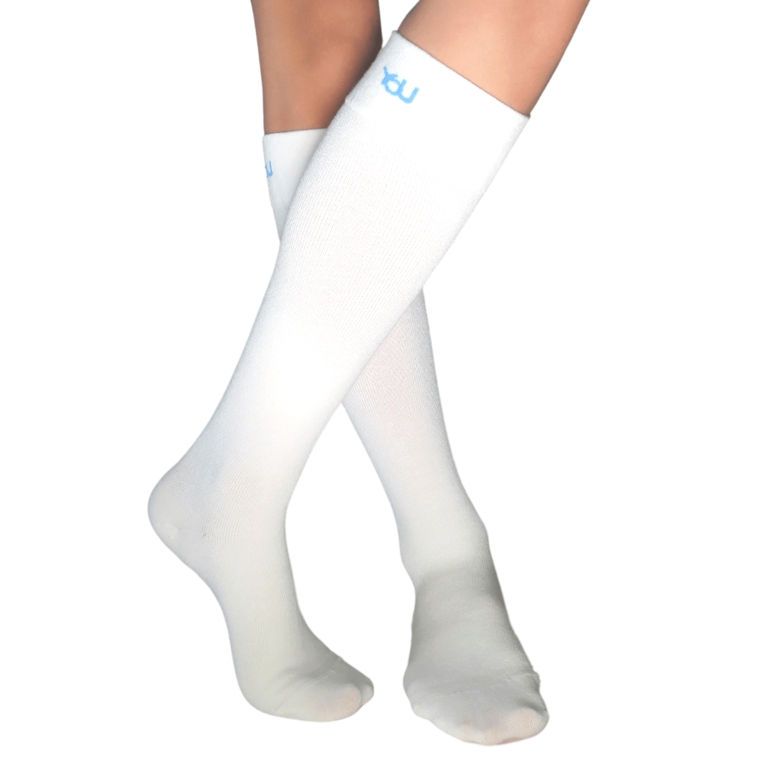 YoU® • Off White Bamboo Knee High • Travel &amp; Sport 15 - 20 mmHg Compression - YoU Compression Wear
